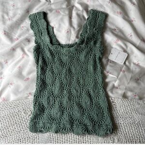 Free People Olive Textured Tank Top